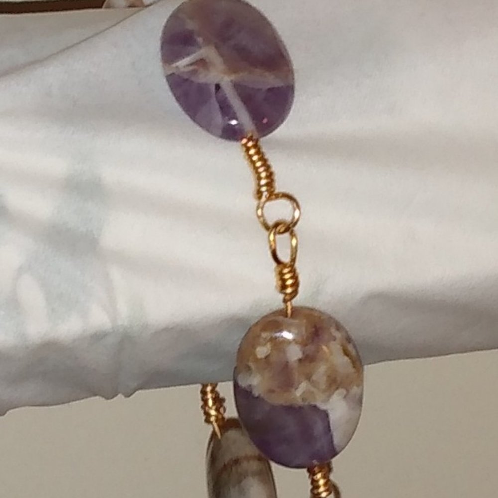 Amethyst Gemstone Bracelet 9" Handmade - Picture 3 of 4
